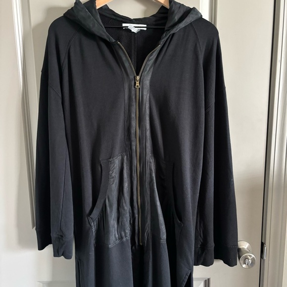 Young Fabulous & Broke YFB Black Long Full Zip Hoodie Duster Cardigan Jacket - Picture 4 of 9
